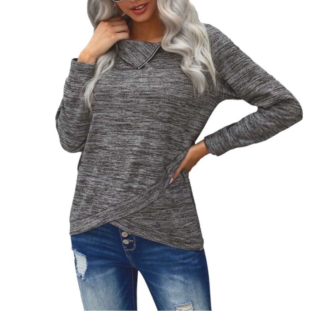 Long sleeve grey turtleneck with zipper + gift 🎁